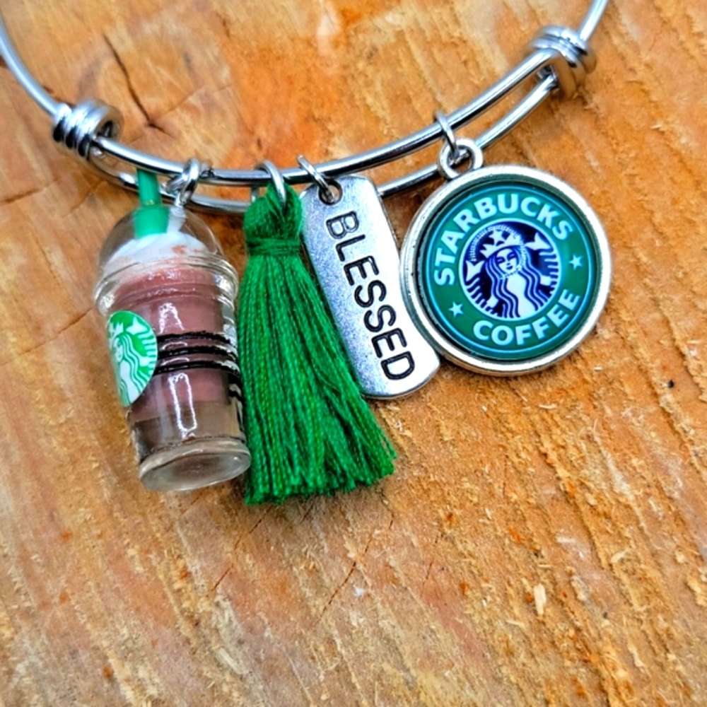 Starbucks lover adjustable charm bracelet - Picture 1 of 2